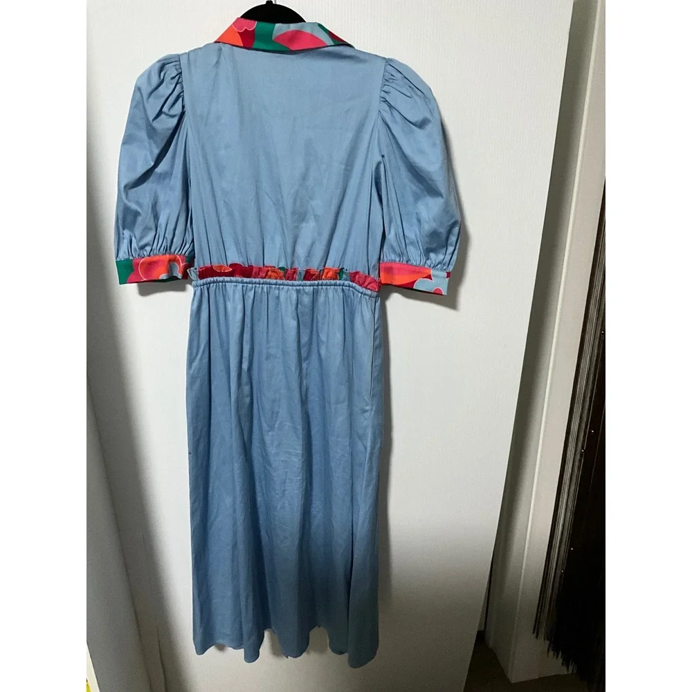 Alden Adair Puff Sleeve resort wear retro Mod Shirtdress with statement collar - Picture 3 of 5